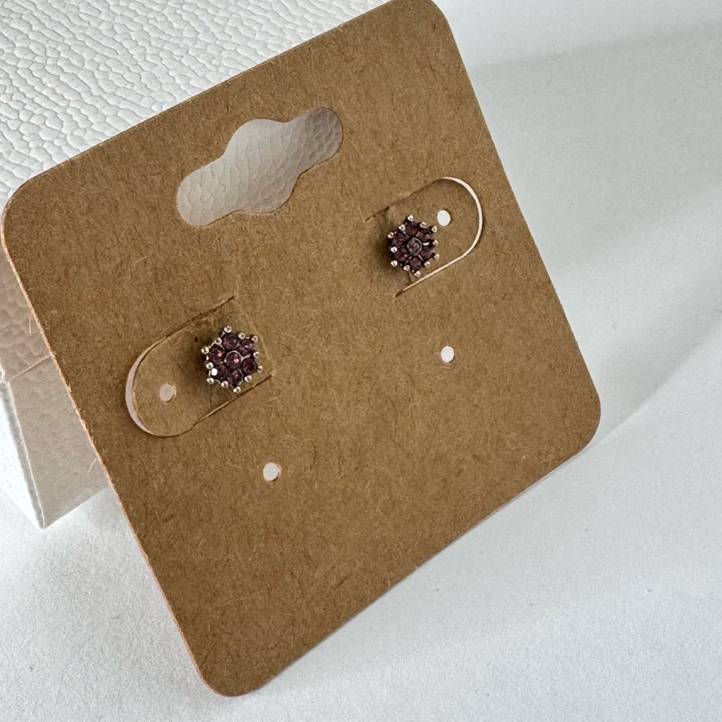 Purple Crystal Cluster Stud Earrings