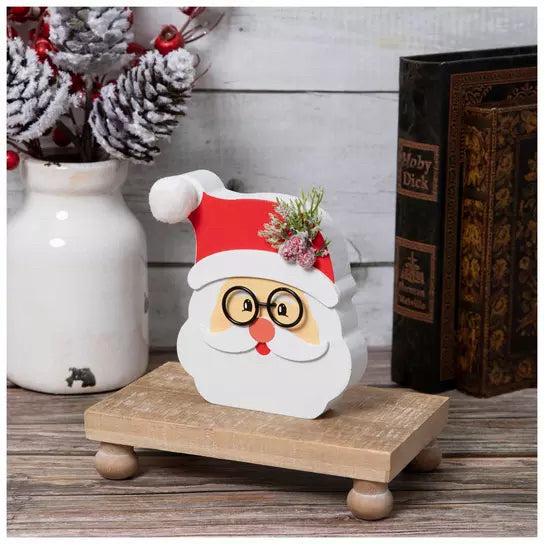 Santa Wearing Glasses Wood Decor