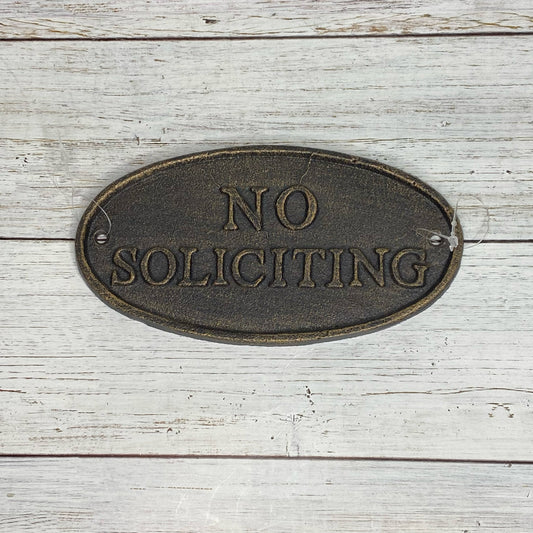 No Soliciting Cast Iron Sign