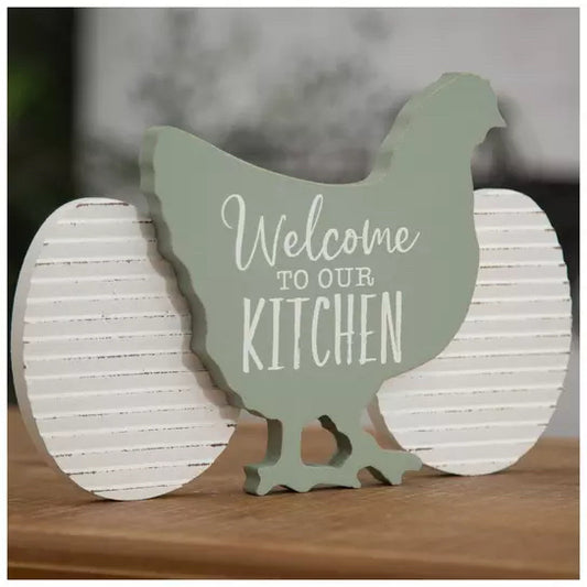 Welcome To Our Kitchen Chicken & Eggs Wood Wall Decor