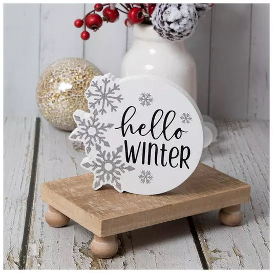 Hello Winter Snowflake Wood Wall Decor