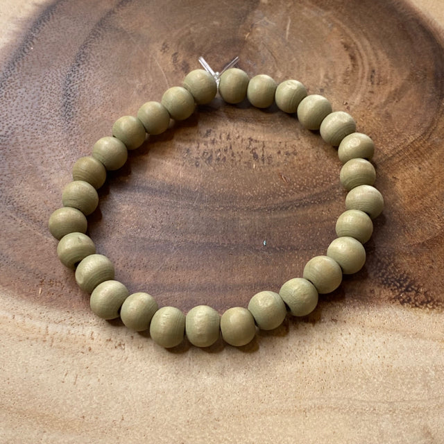 Inga Ann's Beaded Bracelet - Natural Wood - 8mm