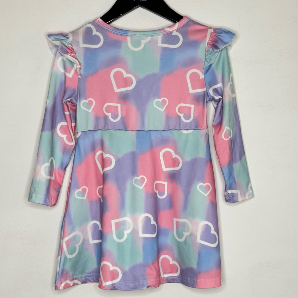 Heart Print Tie-Dye Dress - Size 4 Youth