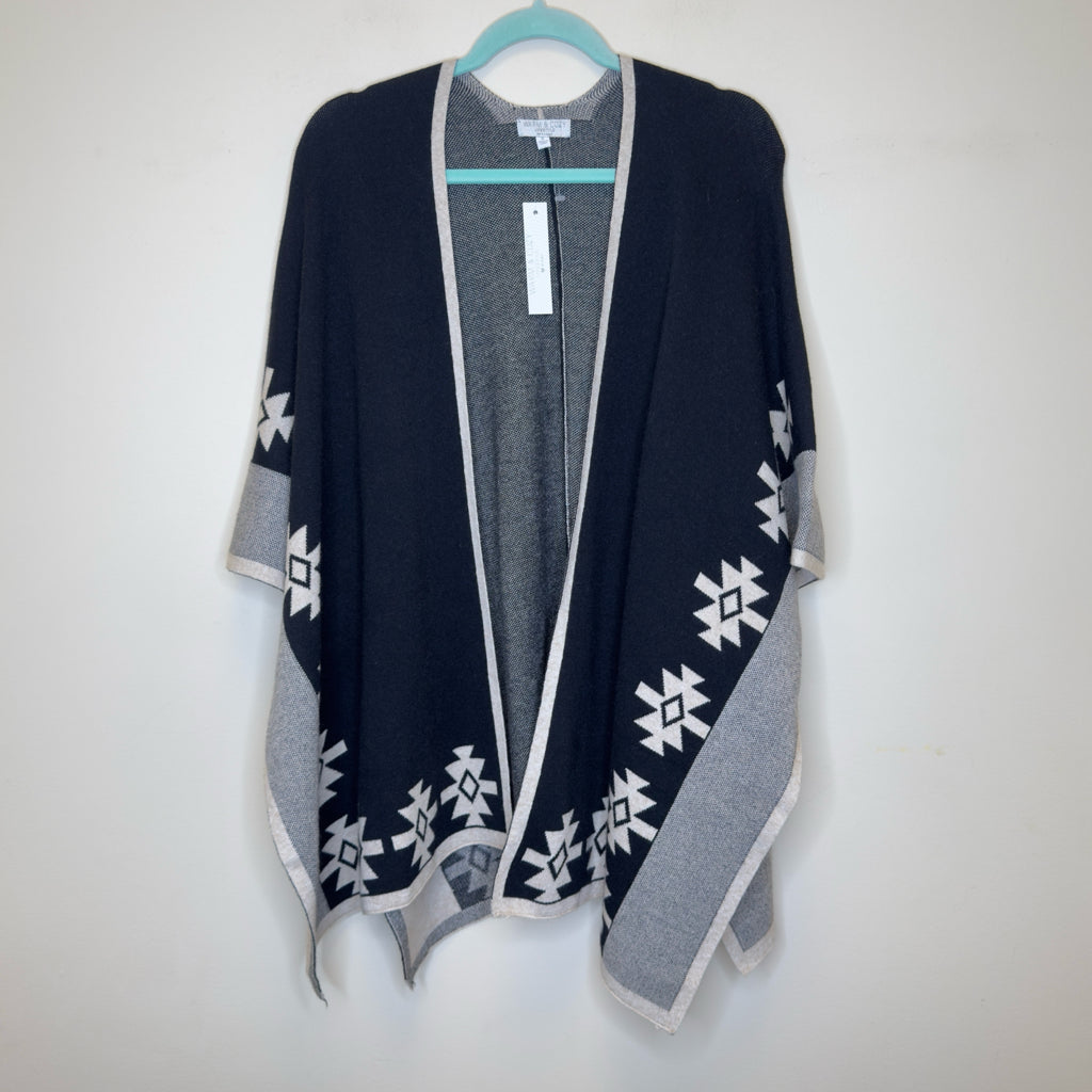 Warm & Cozy Lifestyle Aztec Poncho Sweater - Size Small