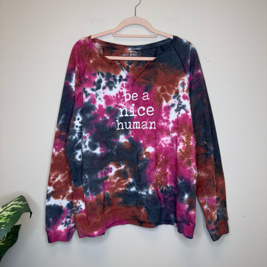 State of Mine Tie-Dyed "Be A Nice Human" Graphic Sweatshirt - Size XXL