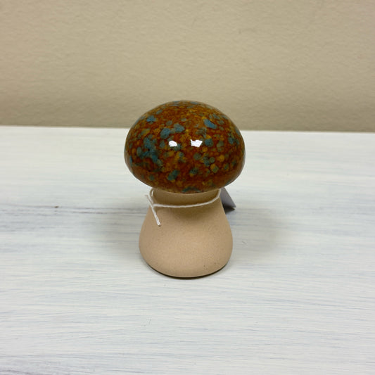 Turquoise & Brown Speckled Round Mushroom