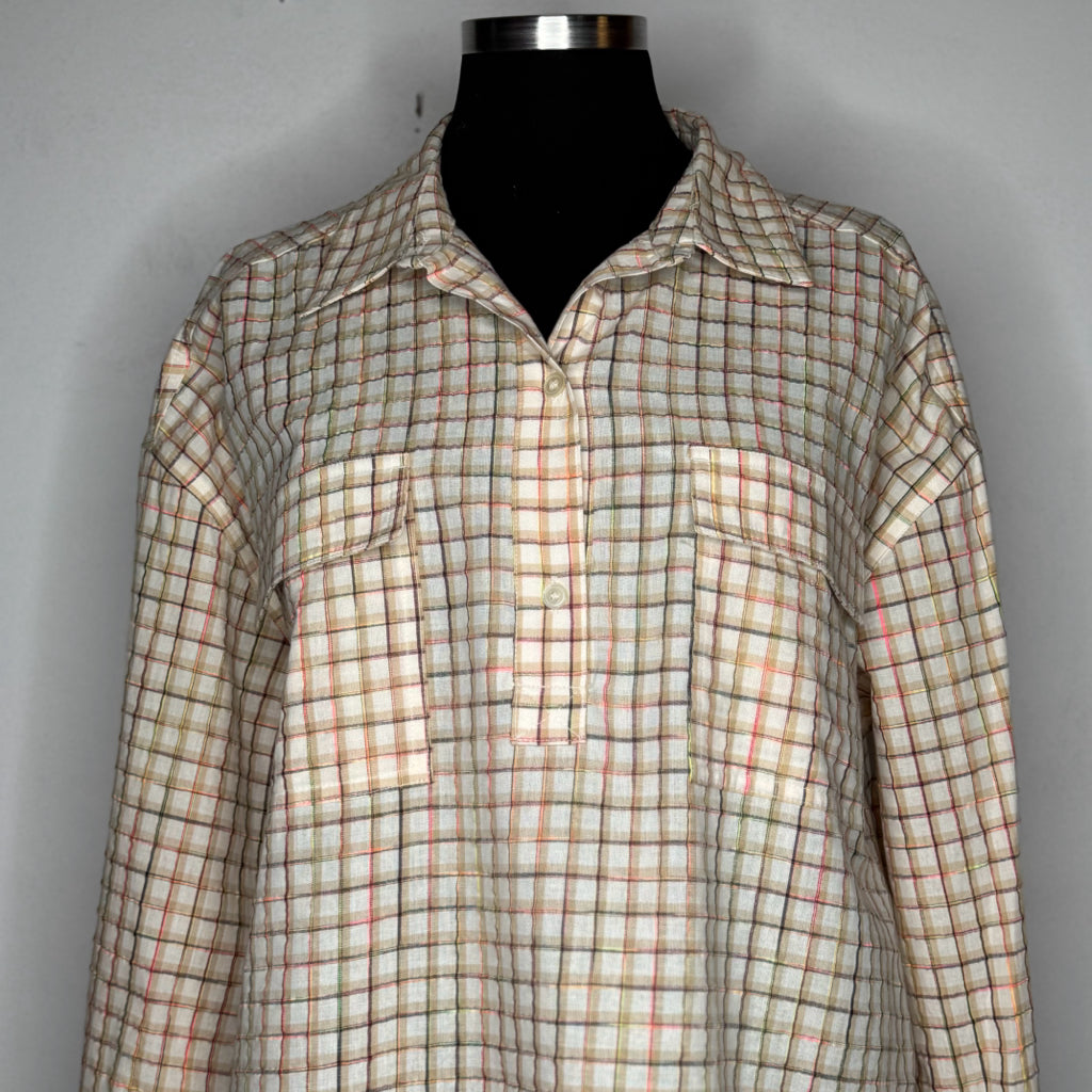 Lou & Grey Plaid Popover Pocket Shirt - Size Large
