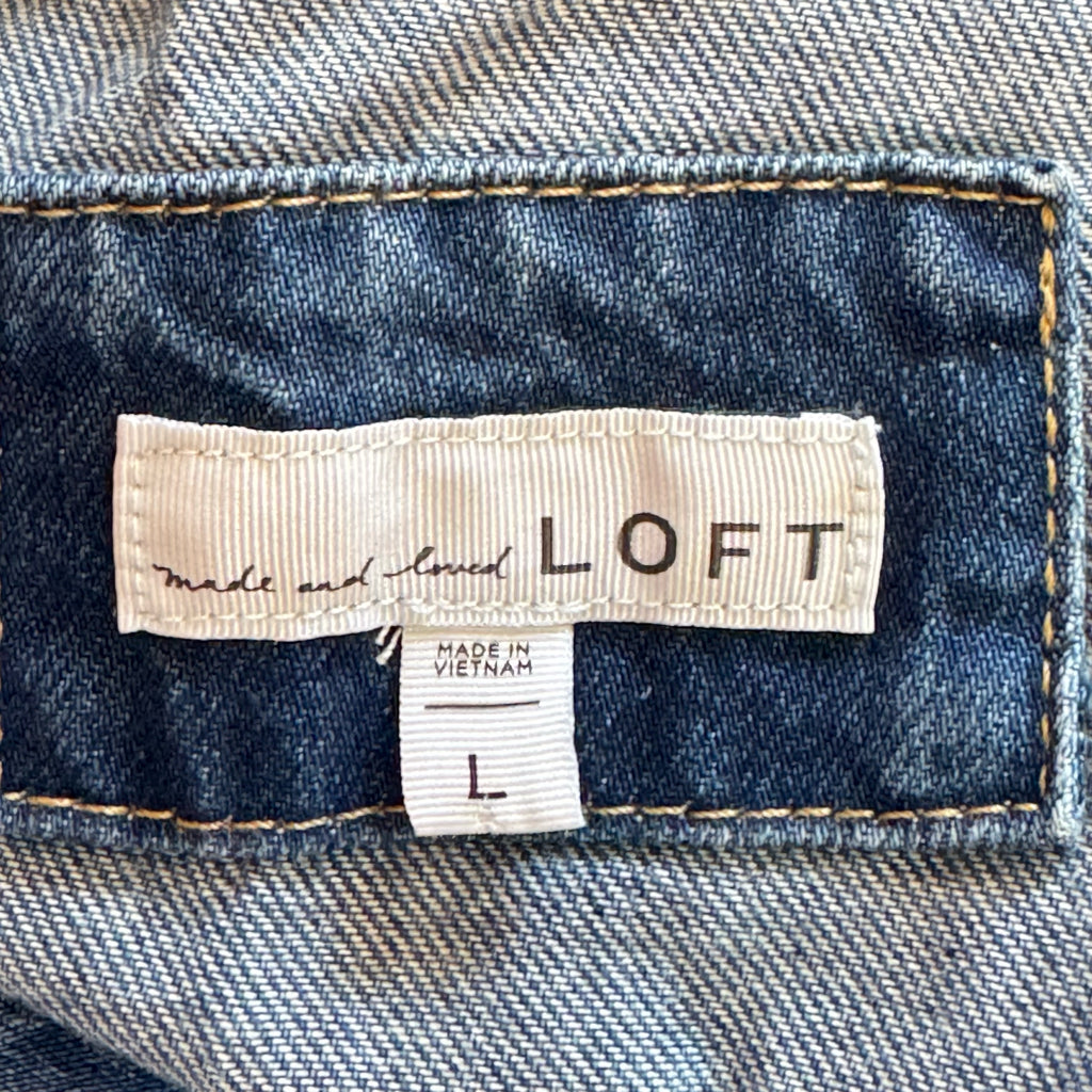 Loft Tie-Waist Denim Trucker Jacket - Size Large
