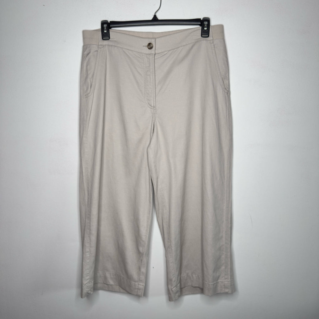 Chico's Ribbed Waist Linen Blend Straight-Leg Cropped Pants - Size 14