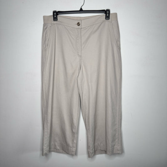 Chico's Ribbed Waist Linen Blend Straight-Leg Cropped Pants - Size 14