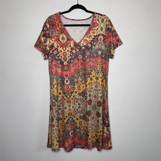 Multicolor Mixed Print Sleeveless Dress - Size XXL