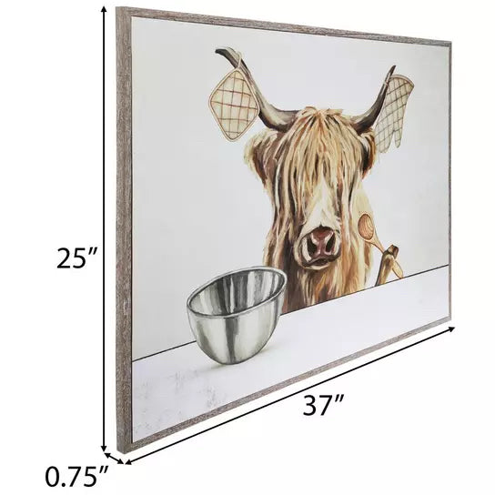 Highland Cow In Kitchen Wood Wall Decor