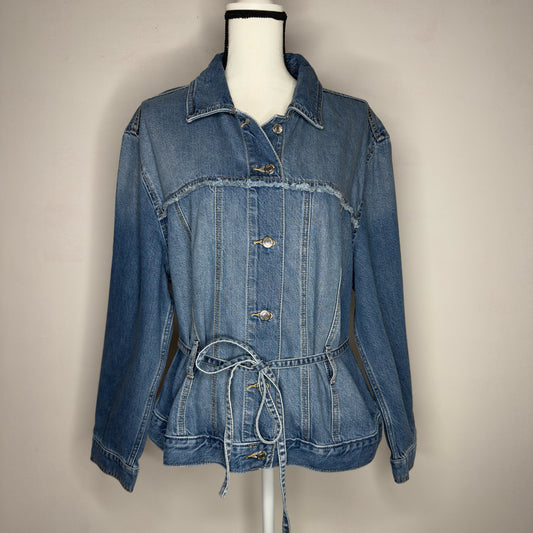 Loft Tie-Waist Denim Trucker Jacket - Size Large