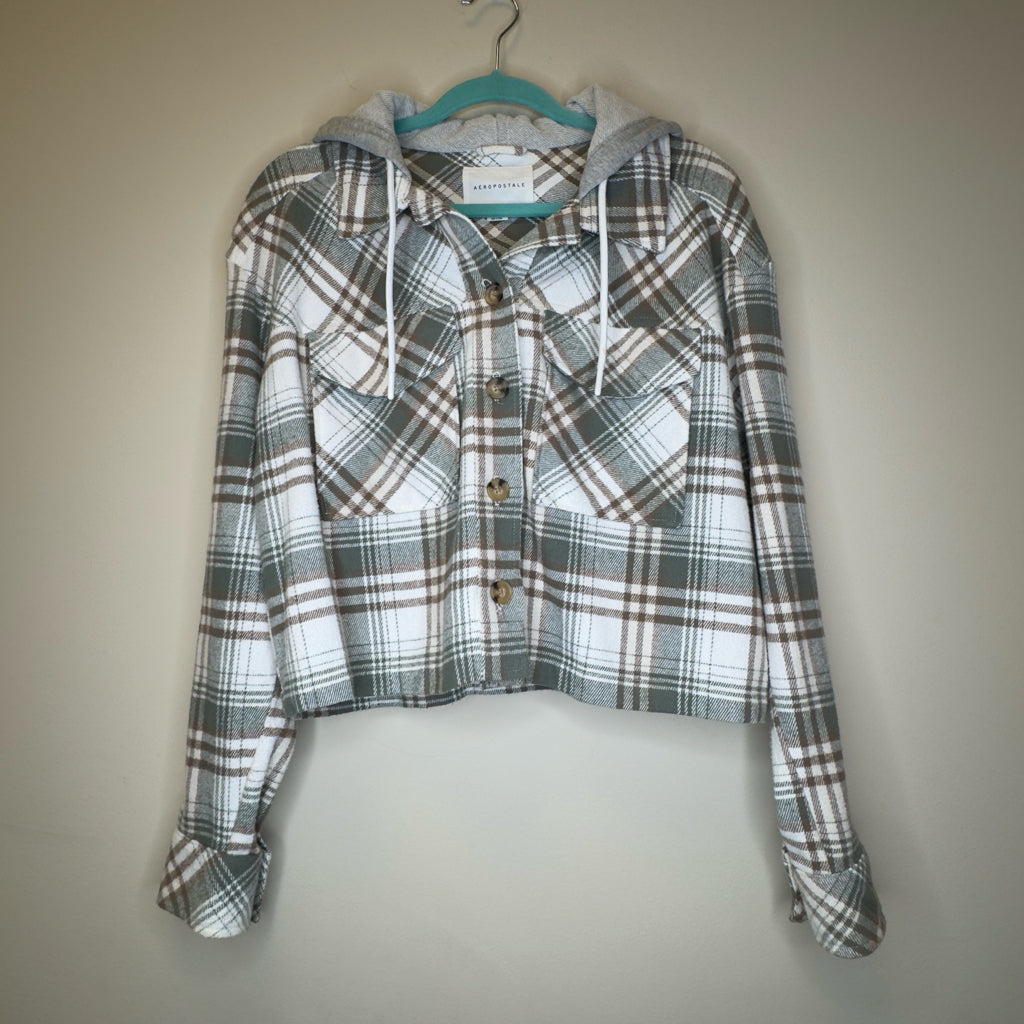 Aeropostale Plaid Cropped Shacket - Size Medium