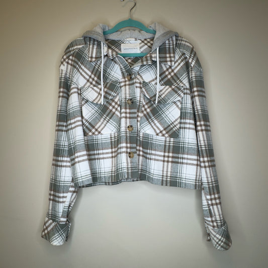 Aeropostale Plaid Cropped Shacket - Size Medium