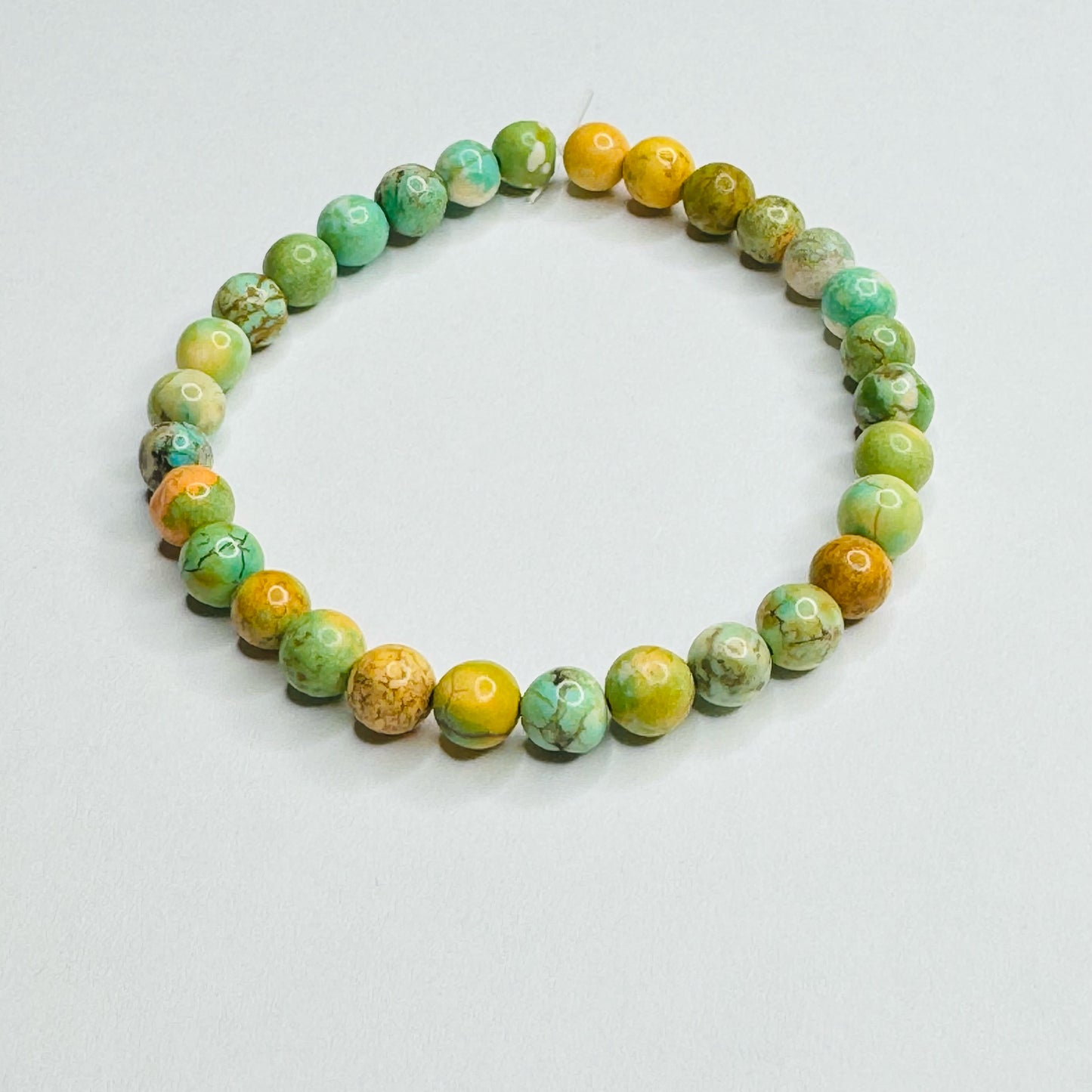 Inga Ann's Beaded Bracelet - Turquoise Dyed Stone - 6mm