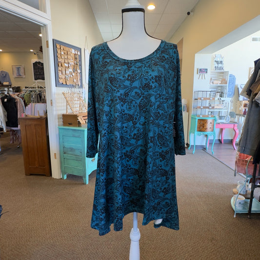 Woman Within Paisley Print Tunic Top - Size 18/20 (1X)