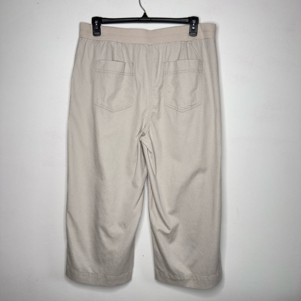 Chico's Ribbed Waist Linen Blend Straight-Leg Cropped Pants - Size 14