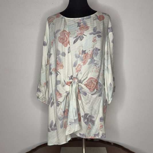 Vintage America Tie-Front Floral Top - Size 2X