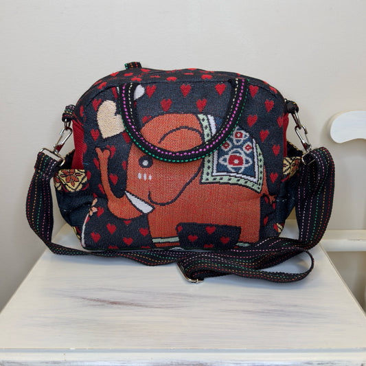Elephant Print Tapestry Handbag