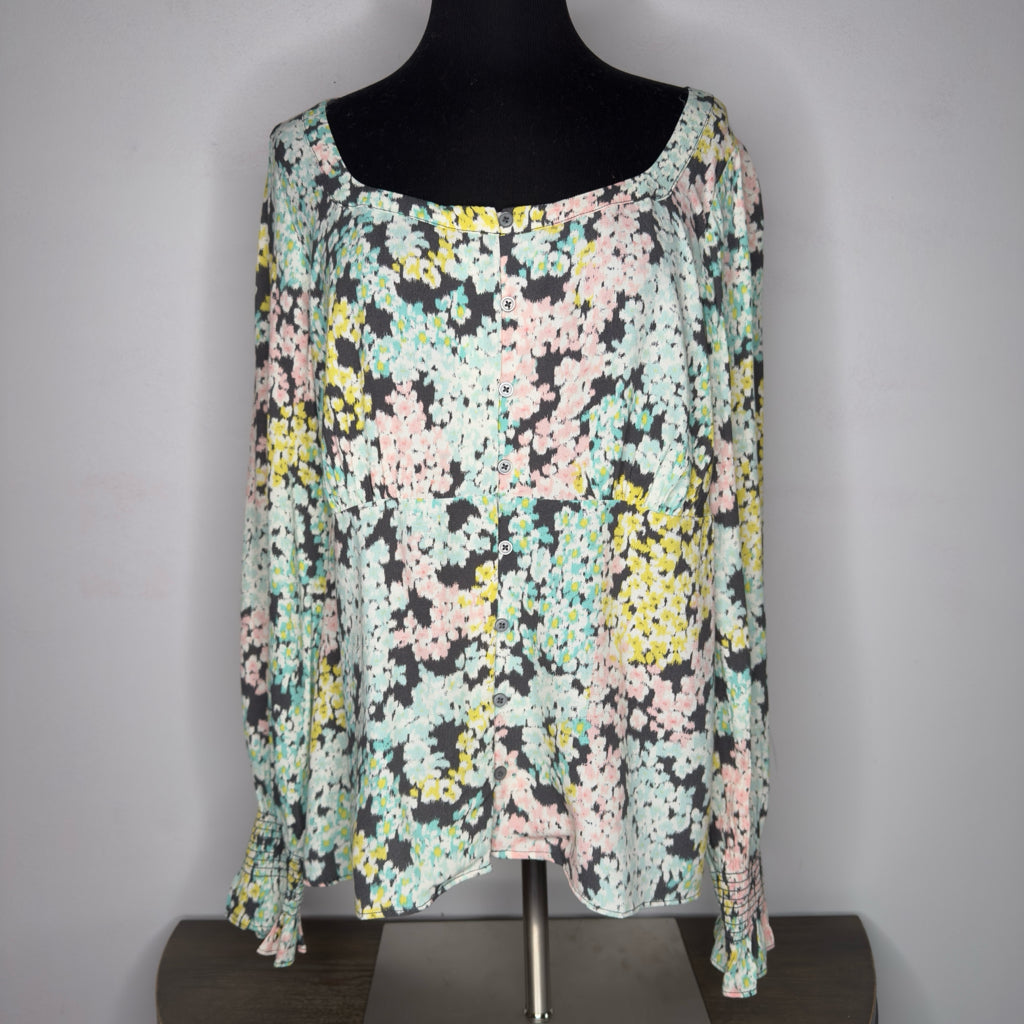 Loft Floral Print Long Sleeve Top - Size Large