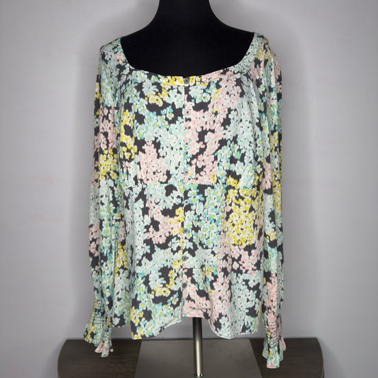 Loft Floral Print Long Sleeve Top - Size Large