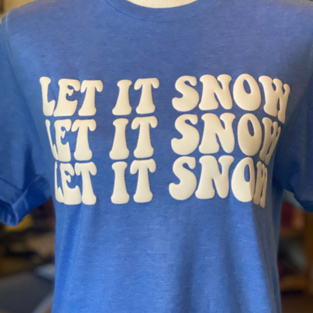 Let It Snow Puff Print Graphic Tee - Size Small