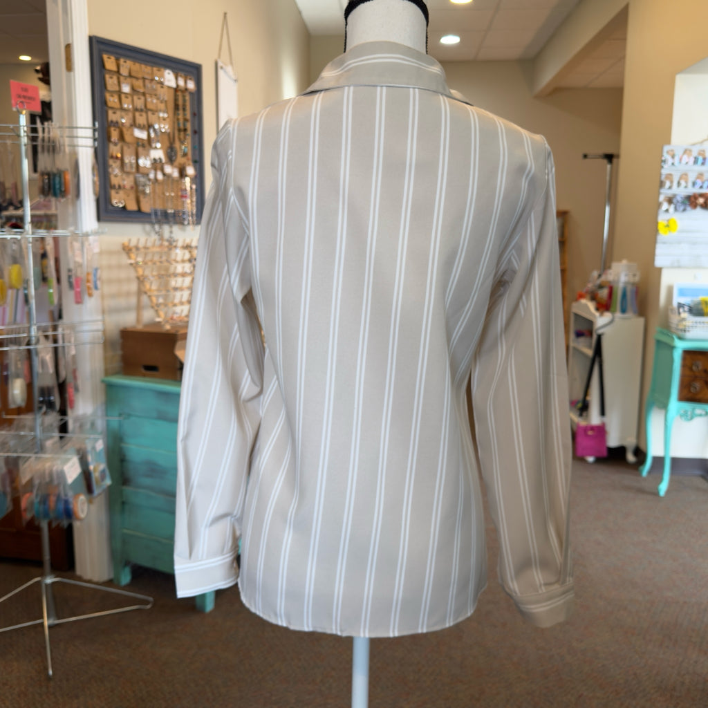 Striped Button Front Top - Size Small