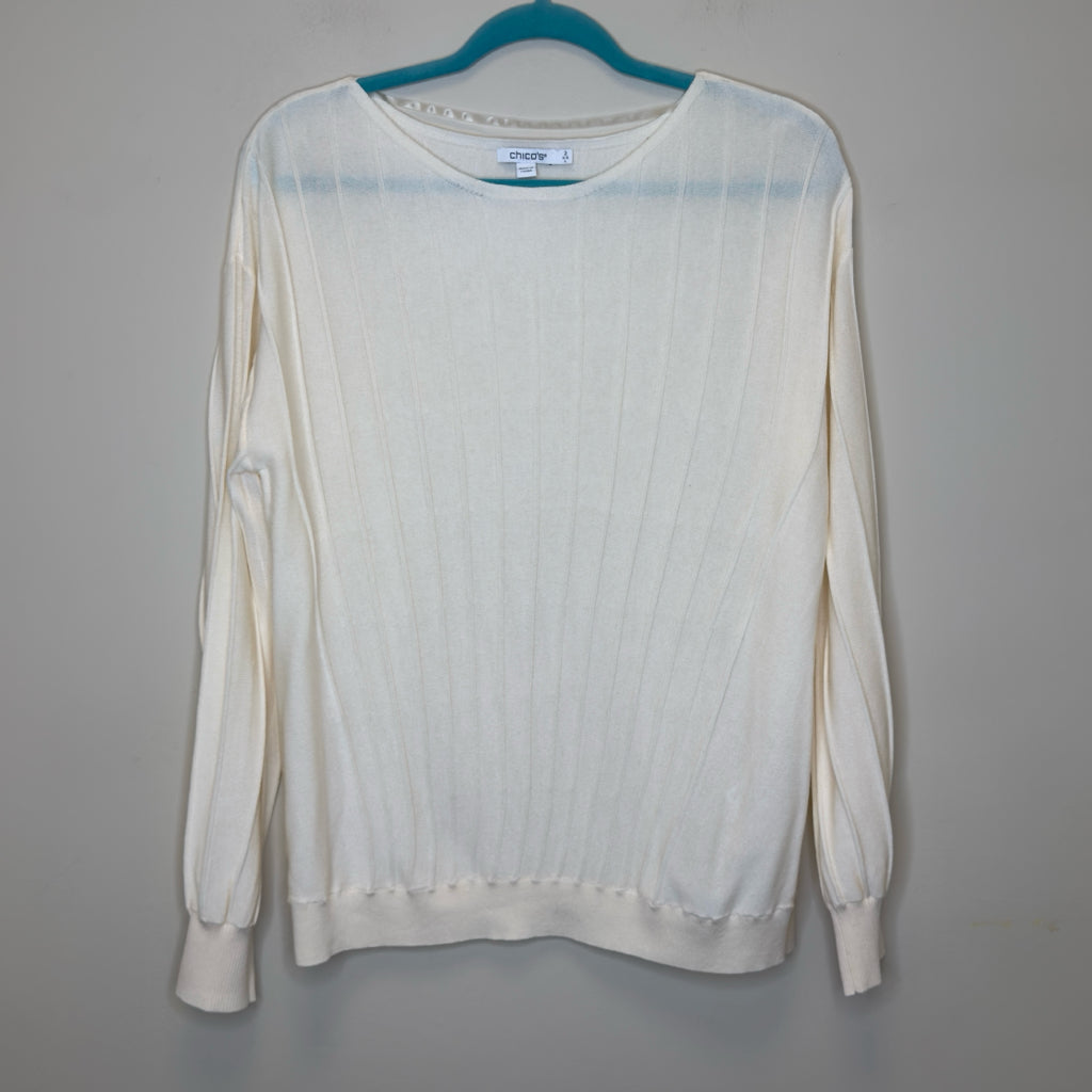 Chico's Pleated Long Sleeve Sweater - Size Large