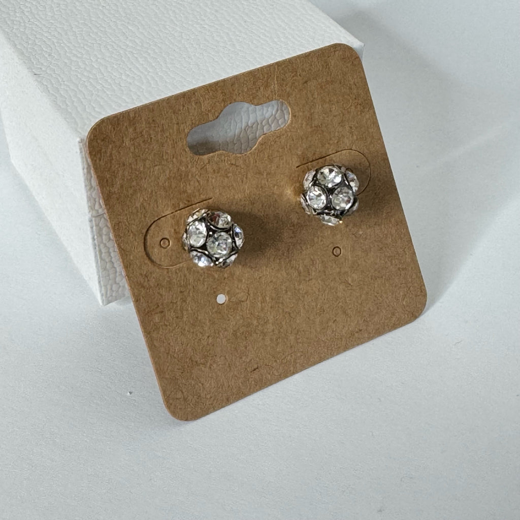 Vintage Style Rhinestone Disco Ball Stud Earrings