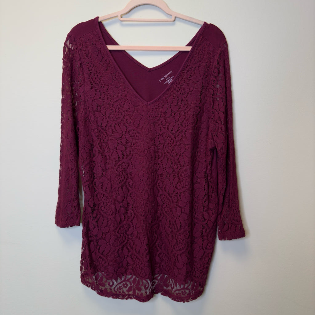 Lane Bryant Lace Overlay Top - Size 14/16