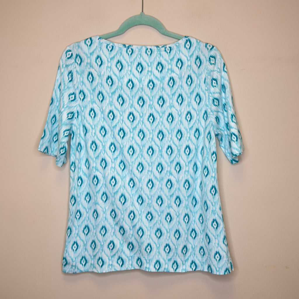 Chico's Ikat Print Short Sleeve Tee - Size Large