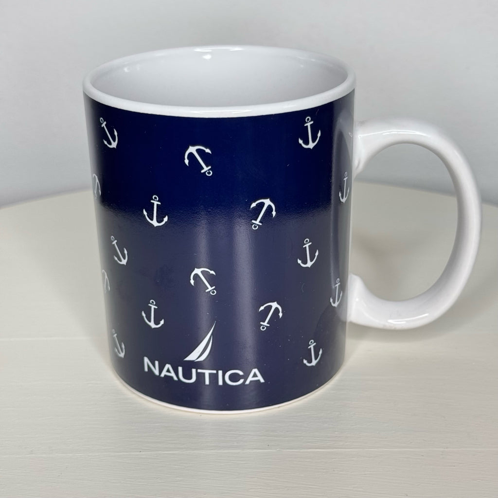 Nautica Navy Blue & White Anchor Print Mug