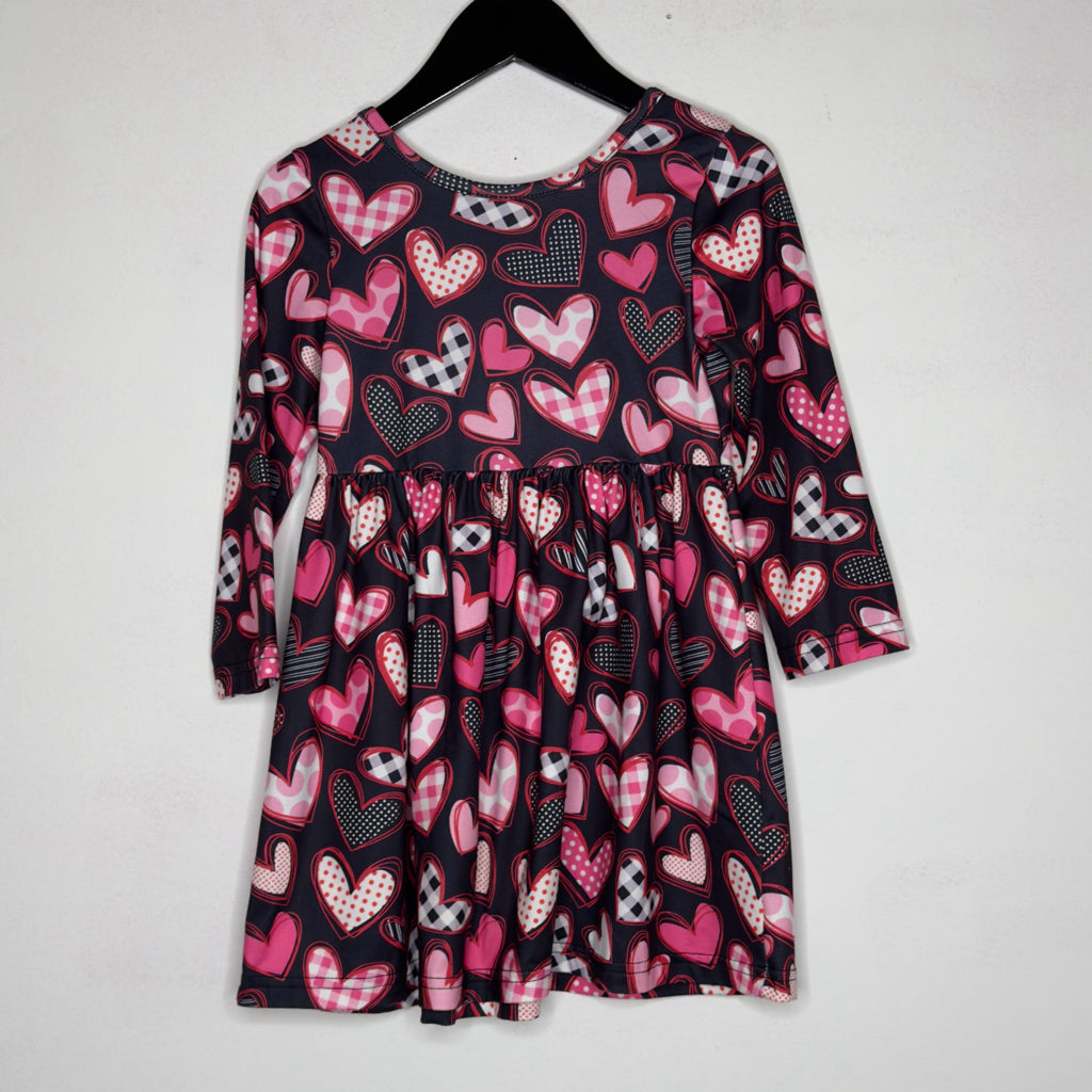 Heart Print Dress - Size 3/4 Youth