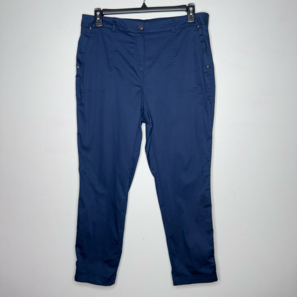 Chico's Cuffed Ankle Navy Blue Pants - Size Large