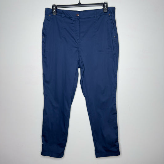 Chico's Cuffed Ankle Navy Blue Pants - Size Large