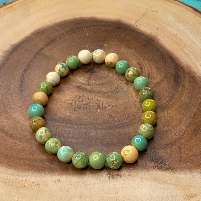 Inga Ann's Beaded Bracelet - Turquoise Dyed Stone - 8mm
