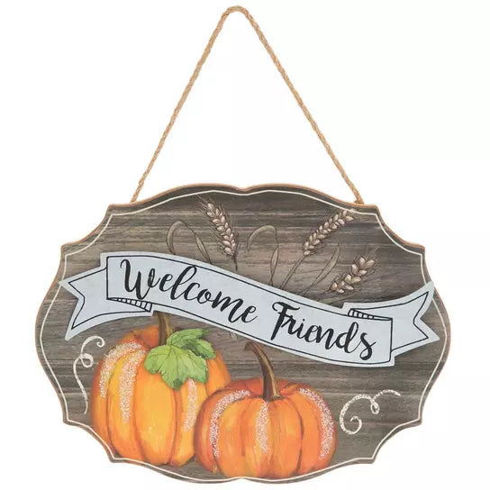 Welcome Friends Pumpkins Wall Decor