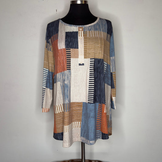 Multicolor 3/4 Sleeve Tee - Size Large