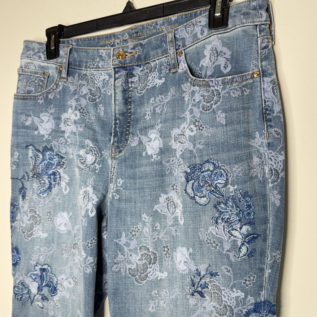 Chico's Embellished Girlfriend Crop Jeans - Size 14
