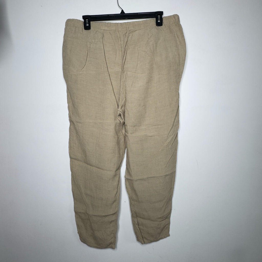 Eileen Fisher Plaid Pull-On Organic Linen Pants - Size 1X