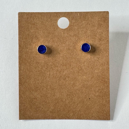 Deep Blue Gemstone Stud Earrings