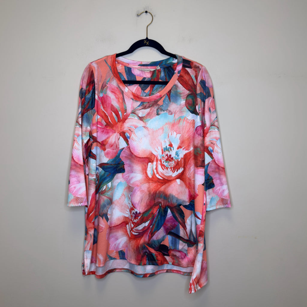 Soft Surroundings Floral Print Tunic Top - Size Large