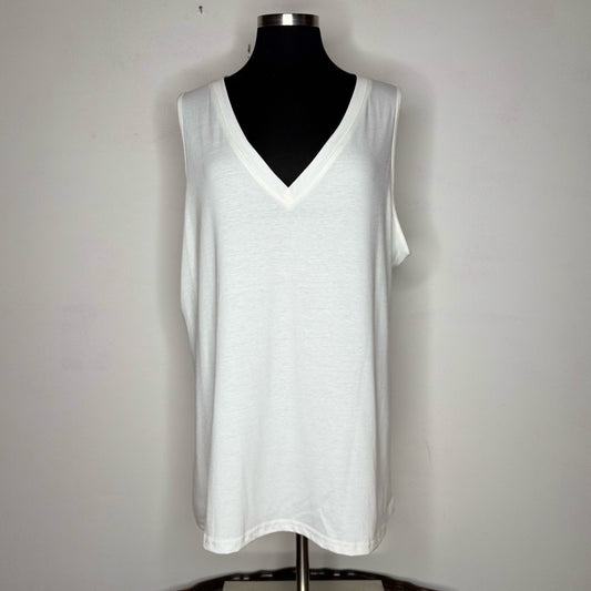 White V-Neck Sleeveless Tee - Size XXL