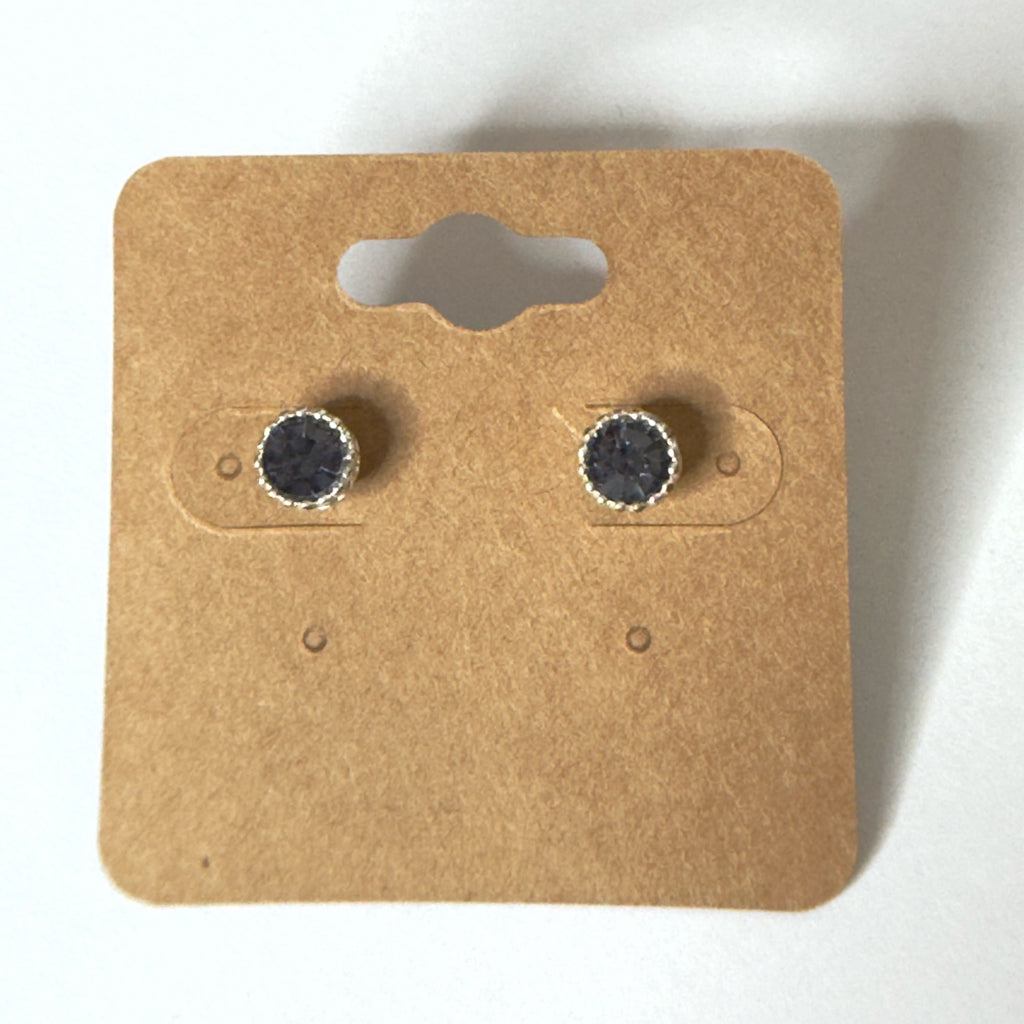 Purple Gray Crystal Halo Stud Earrings