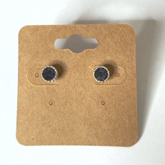 Purple Gray Crystal Halo Stud Earrings