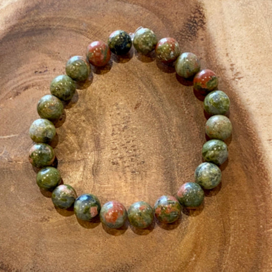 Inga Ann's Green Unakite Beaded Bracelet