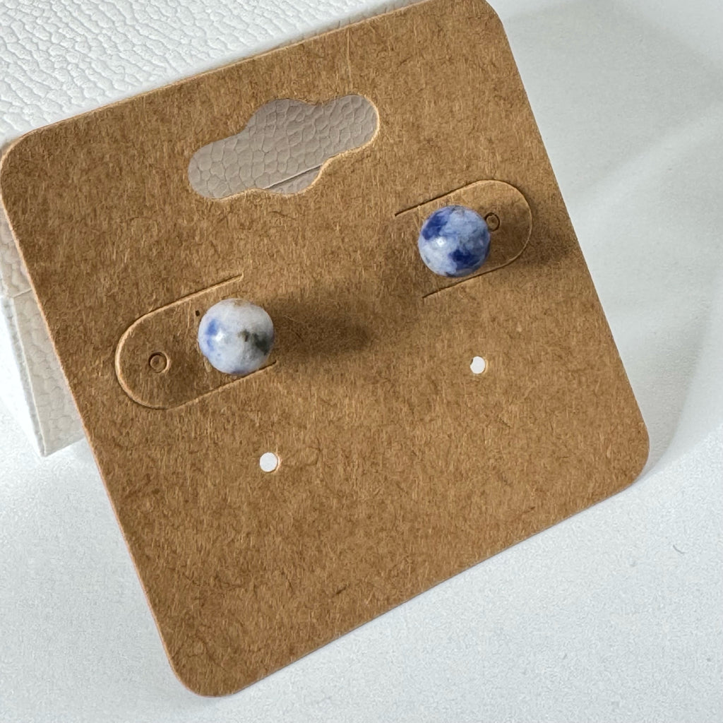Blue Sodalite Natural Stone Stud Earrings