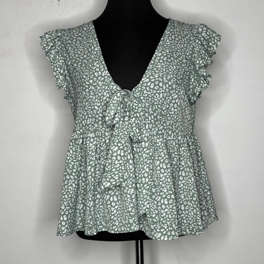 Leopard Print Tie Front Top - Size Medium
