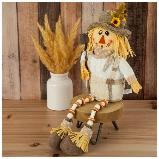 Scarecrow Holding A Shovel Shelf Sitter